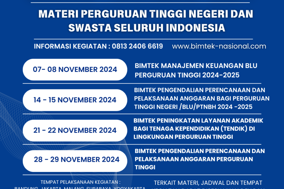 Info Bimtek Perguruan Tinggi Negeri dan Swasta