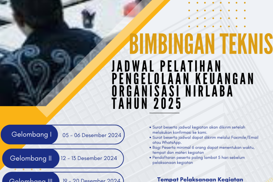 Jadwal Pelatihan Pengelolaan Keuangan Organisasi Nirlaba Tahun 2024