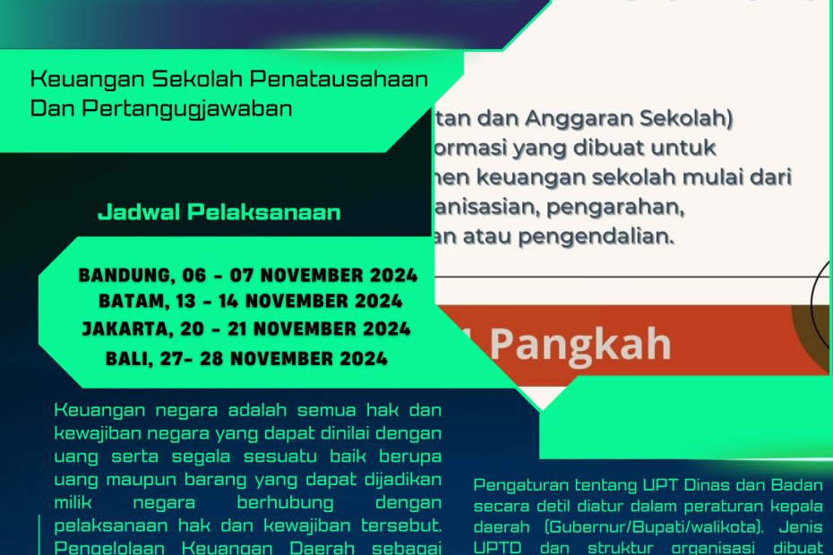 INFO PELATIHAN PENATAUSAHAAN KEUANGAN SEKOLAH NEGERI 2024 2025