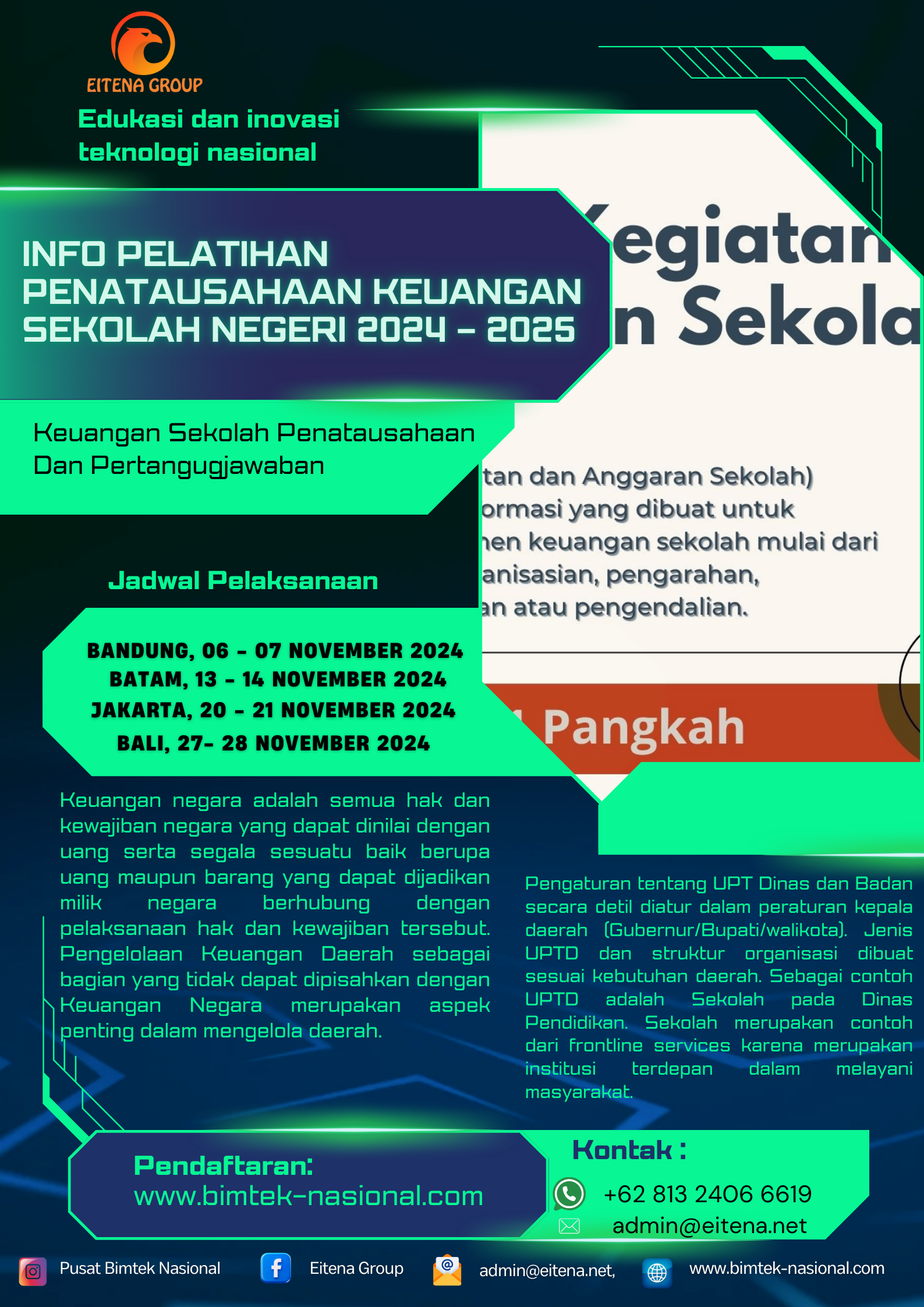 INFO PELATIHAN PENATAUSAHAAN KEUANGAN SEKOLAH NEGERI 2024 2025