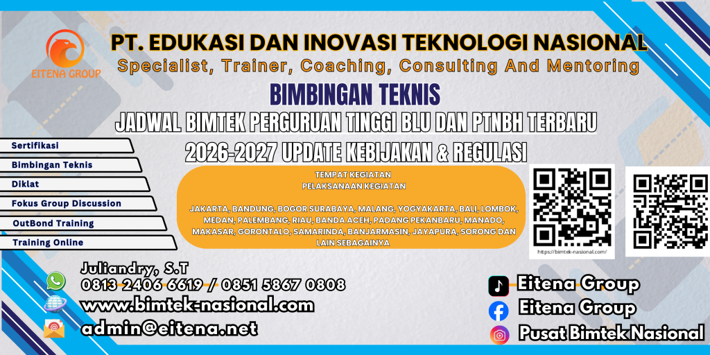 Jadwal Bimtek Perguruan Tinggi BLU dan PTNBH Terbaru 2026–2027 Update Kebijakan & Regulasi