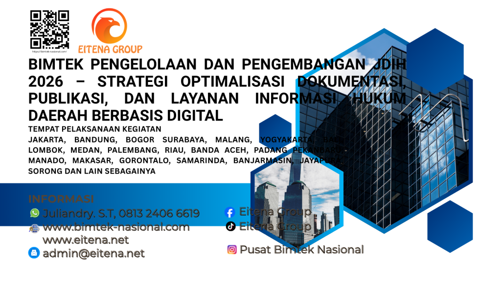 Bimtek Pengelolaan dan Pengembangan JDIH 2026 – Strategi Optimalisasi Dokumentasi, Publikasi, dan Layanan Informasi Hukum Daerah Berbasis Digital